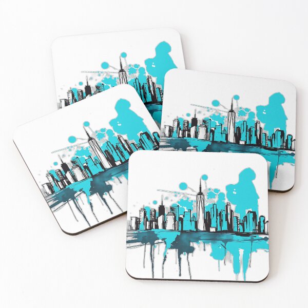 Item preview, Expressive City Skyline in Turquoise designed and sold by sharon1210.