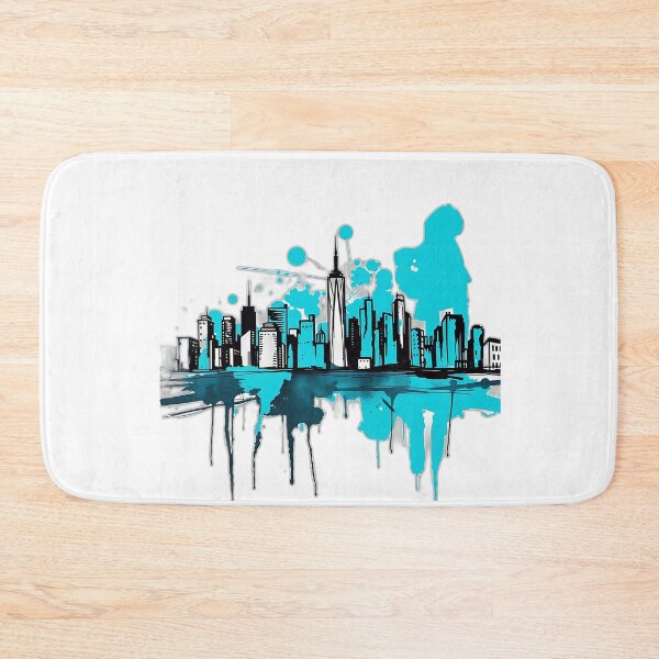 Item preview, Expressive City Skyline in Turquoise designed and sold by sharon1210.