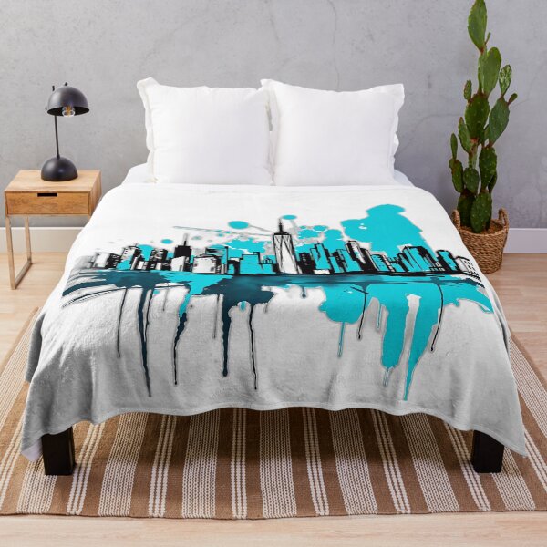 Item preview, Expressive City Skyline in Turquoise designed and sold by sharon1210.