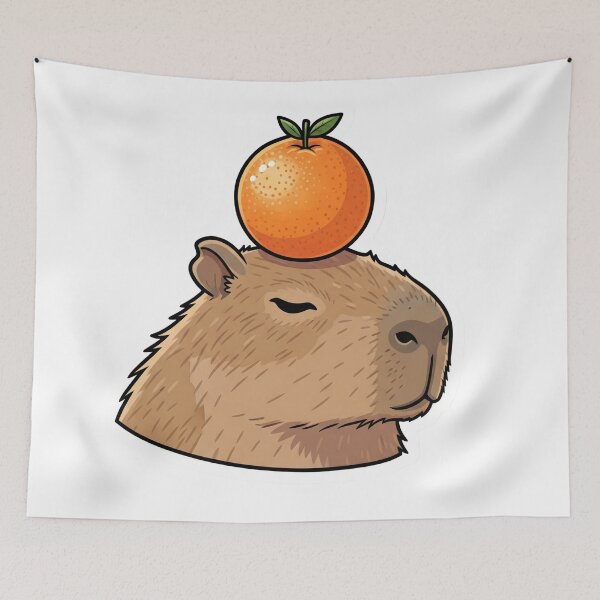 Item preview, Chilling Capybara with Orange - Just Vibing designed and sold by StickyGuys.
