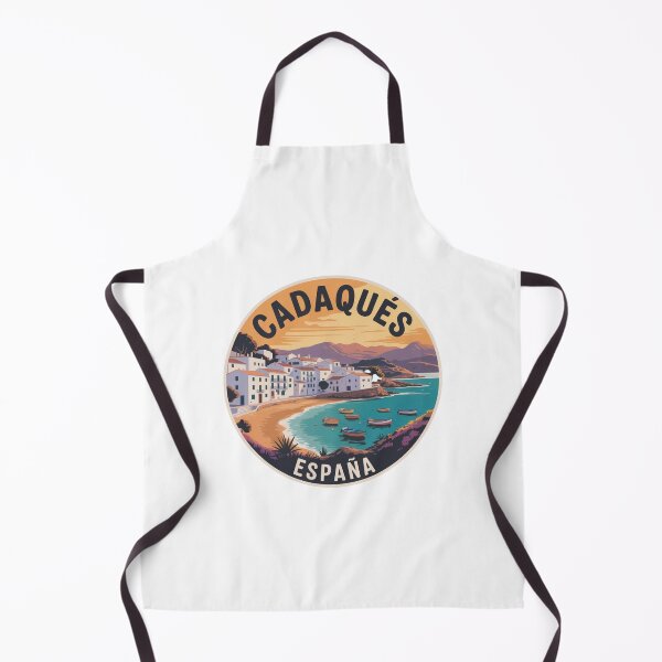 Item preview, Cadaqués España Travel Art – Colorful Coastal Village with Boats and Sunset Mountains in Vintage Mediterranean Style designed and sold by CircinusStore.