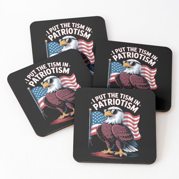 Item preview, I Put The Tism In Patriotism – Cartoon Bald Eagle & American Flag Art designed and sold by Stock4U.