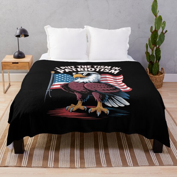 Item preview, I Put The Tism In Patriotism – Cartoon Bald Eagle & American Flag Art designed and sold by Stock4U.