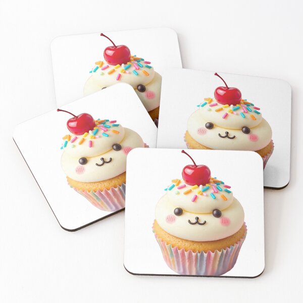 Item preview, Smiling Kawaii Cupcake with Pastel Frosting & Sprinkles designed and sold by 001Haiba.
