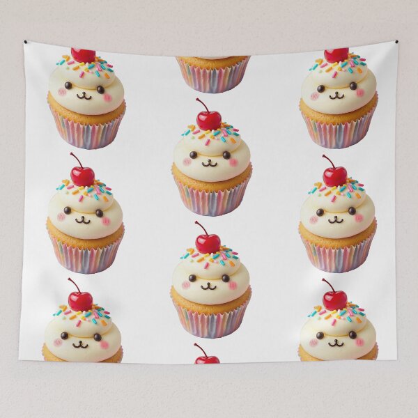 Item preview, Smiling Kawaii Cupcake with Pastel Frosting & Sprinkles designed and sold by 001Haiba.
