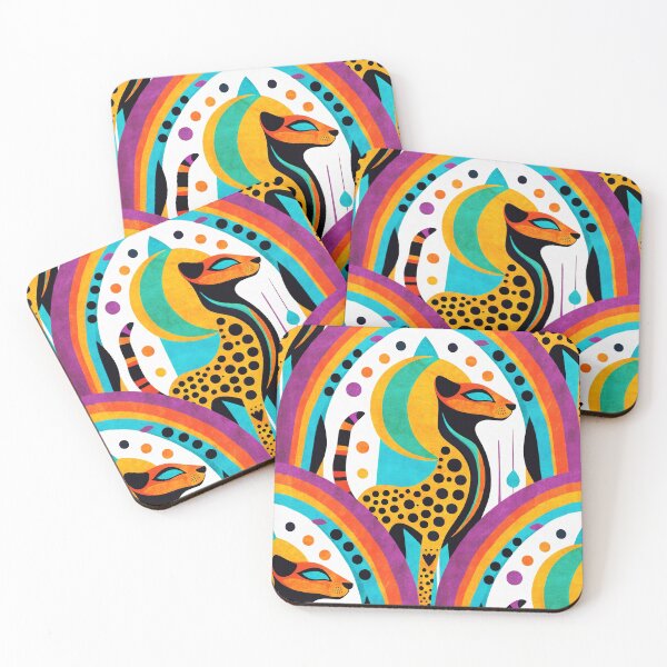 Item preview, Retro Rainbow Cheetah Bold Geometric Safari Pop Art Design designed and sold by Veata.