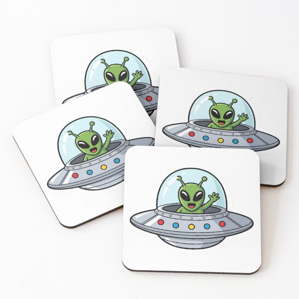 Item preview, Cute Alien in UFO Sticker - Retro Sci-Fi "Get In Loser" designed and sold by StickyGuys.