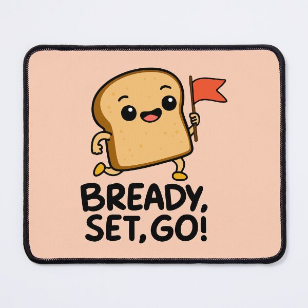 Item preview, Cute Bread Slice Cartoon – “Bready, Set, Go!” Funny Toast Art designed and sold by graphicnew.