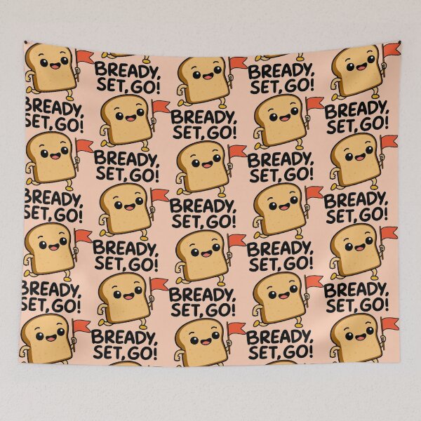 Item preview, Cute Bread Slice Cartoon – “Bready, Set, Go!” Funny Toast Art designed and sold by graphicnew.