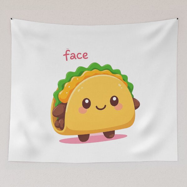 Item preview, Kawaii Taco with Lettuce & Cheese – Cute Smiling Snack designed and sold by 001Haiba.