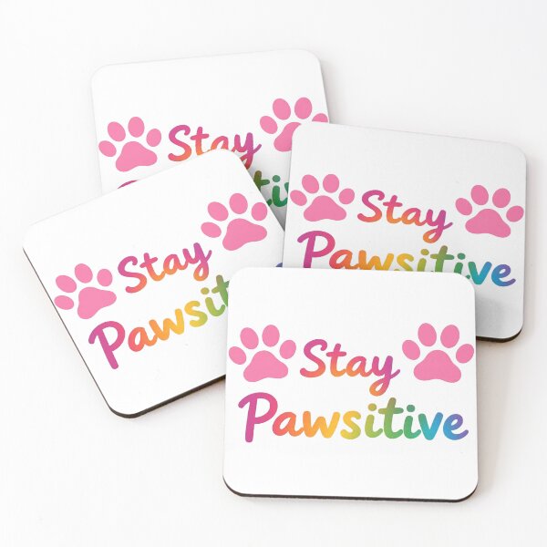 Item preview, Stay Pawsitive – Kawaii Rainbow Text with Paw Prints designed and sold by 001Haiba.