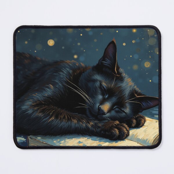 Item preview, Midnight Tales – Sleeping Cat on Book Under Starlit Sky designed and sold by Purrfect Mischief.