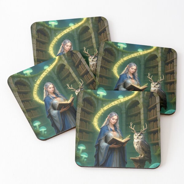 Item preview, Elven Sorceress in the Forgotten Library – Fantasy Art Print designed and sold by JbarChaos.