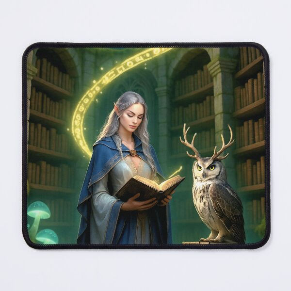 Item preview, Elven Sorceress in the Forgotten Library – Fantasy Art Print designed and sold by JbarChaos.