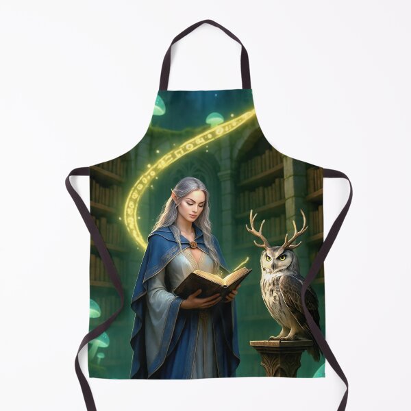 Item preview, Elven Sorceress in the Forgotten Library – Fantasy Art Print designed and sold by JbarChaos.