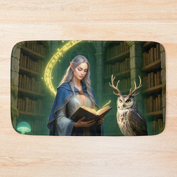 Item preview, Elven Sorceress in the Forgotten Library – Fantasy Art Print designed and sold by JbarChaos.