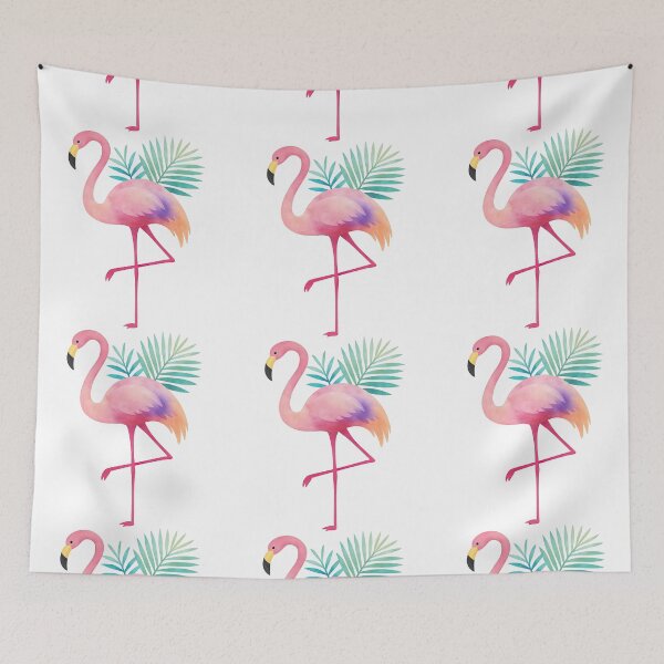 Item preview, Watercolor Flamingo with Tropical Leaves designed and sold by ArtfulWeave.