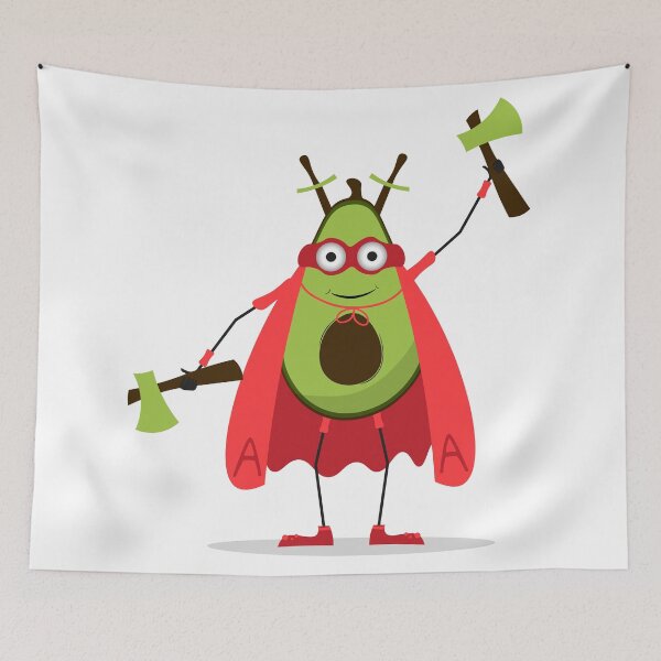 Item preview, Avocado Superhero Character with Axes designed and sold by rymarenko.