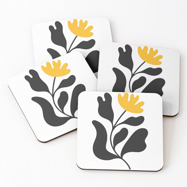 Item preview, Minimal Black and Yellow Floral Design designed and sold by ArtfulWeave.