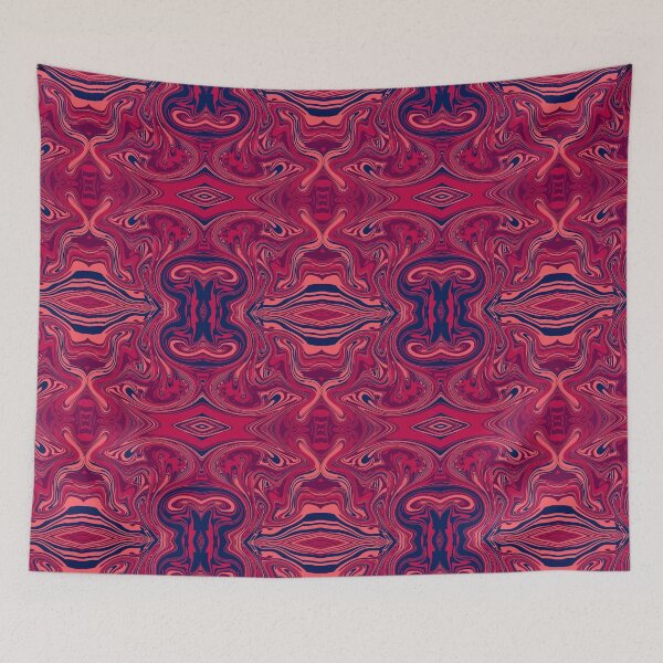 Item preview, Red & Navy Fluid Swirl – Bold Retro Pattern designed and sold by kandaxkaewkan.