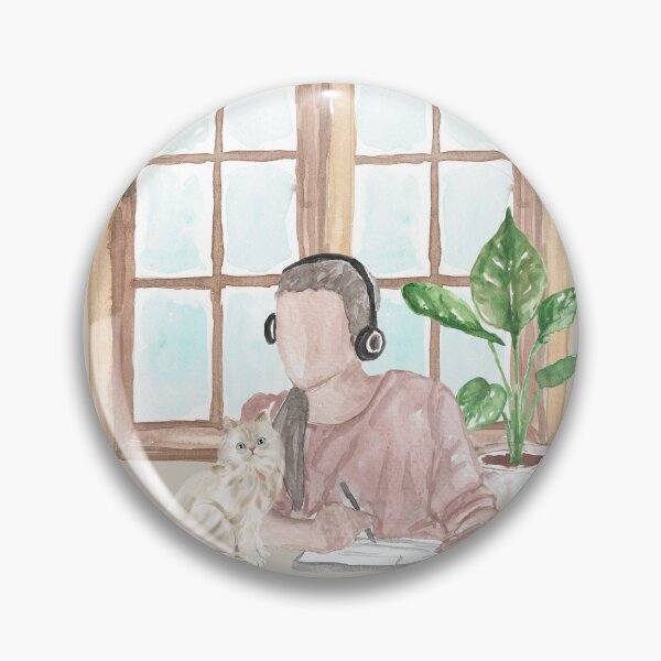 Item preview, Study with Cat – Cozy Window Scene Watercolor Illustration designed and sold by Softglow-Studio.