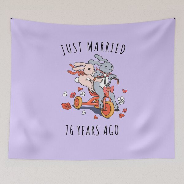 Item preview, Just Married 76 Years Ago - 76th Anniversary Couple Bunnies Tee, Phone Cases And Other Gifts designed and sold by MemWear.