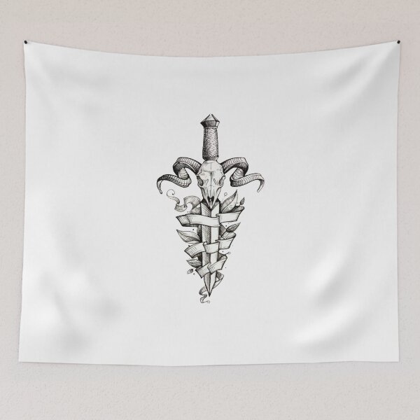 Item preview, Decorative Dagger With Horns And Skull designed and sold by ClothingSimple.
