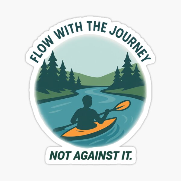 Item preview, Kayak Flowing Through Pine-Lined River – Vector Illustration designed and sold by Maximilianos.