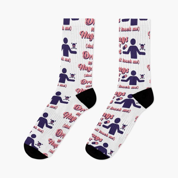 Item preview, Drugs Not Hugs Dont Touch Me funny Sayings Quote Street, Sarcastic Humor pink purple designed and sold by SomniferumWars.