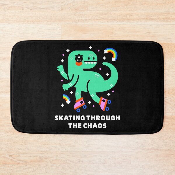 Item preview, Skating Through the Chaos – Roller Skating Dinosaur Design designed and sold by musingtreeart.
