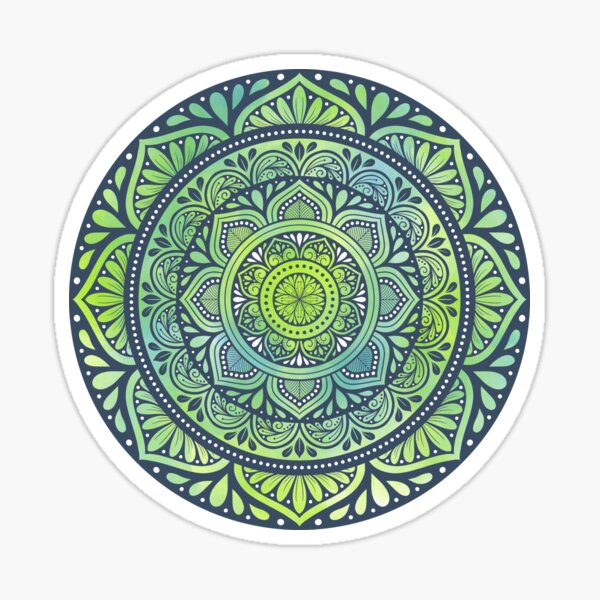 Green Petals Mandala Sticker