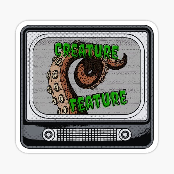 Creature Feature – Tentacle Terror Retro TV Design Sticker
