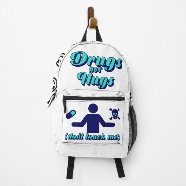 Item preview, Drugs Not Hugs Dont Touch Me funny Sayings Quote Street, Sarcastic Humor green teal dark blue designed and sold by SomniferumWars.