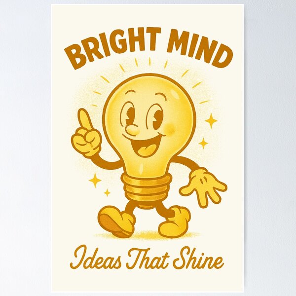 Item preview, Bright Mind – Lightbulb Cartoon in Yellow Tones designed and sold by HoopeStylee.