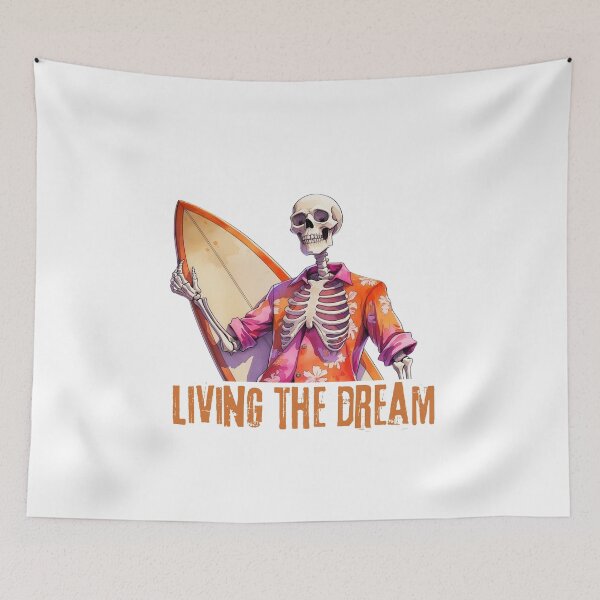 Item preview,  Summer Vibes,  Surf Board Skleton, Surfing Skeleton designed and sold by KolorellaS.