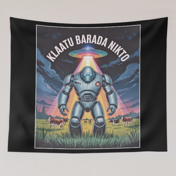 Item preview, UFO Robot Shirt "Klaatu Barada Nikto" designed and sold by candiscamera.