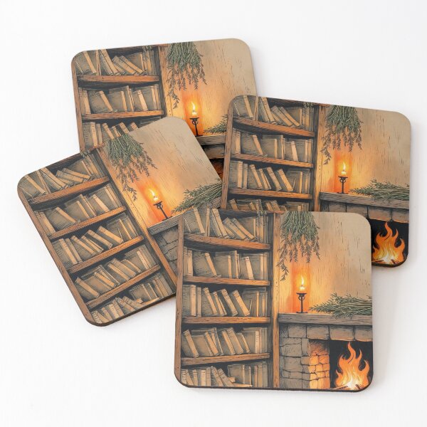 Item preview, Bookshelf by the Fire – Quiet Evening Glow designed and sold by Deezyned.