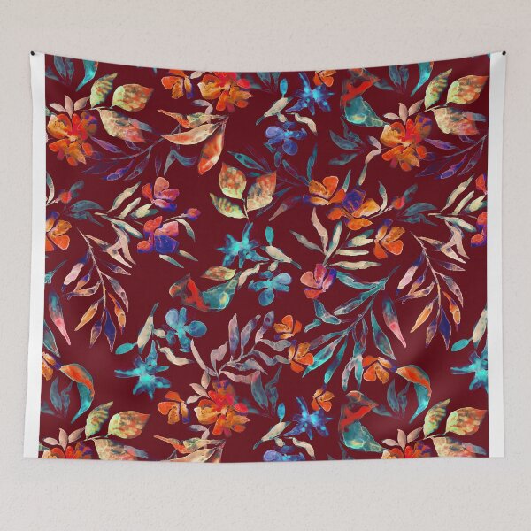Item preview, Watercolor handmade classic floral brown designed and sold by Alessandro Remo Mazzoni Remotextiles.