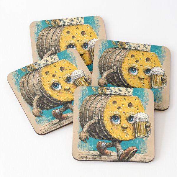 Item preview, Cheese Barrel Character with Beer – Funny Food Art designed and sold by Maryna_Reine.