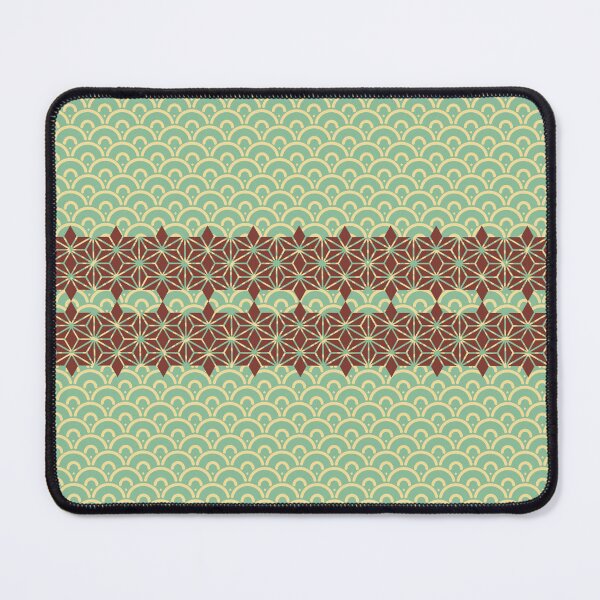 Item preview, Asanoha and Seigaiha Kimono Pattern Green designed and sold by urrin DESIGN.