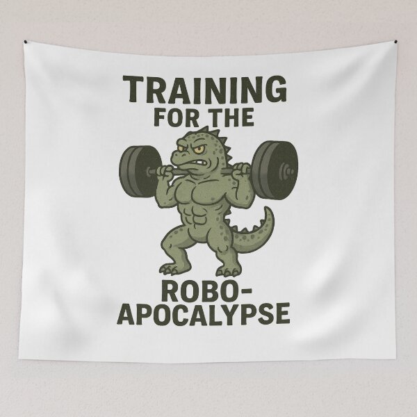 Item preview, Training for the Robo-Apocalypse – Funny Gym Monster Lifting Design designed and sold by Enea Kelo.