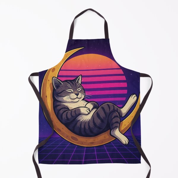 Item preview, Chill Cat on Crescent Moon – Retro Synthwave Vibes designed and sold by Art-Tacos.