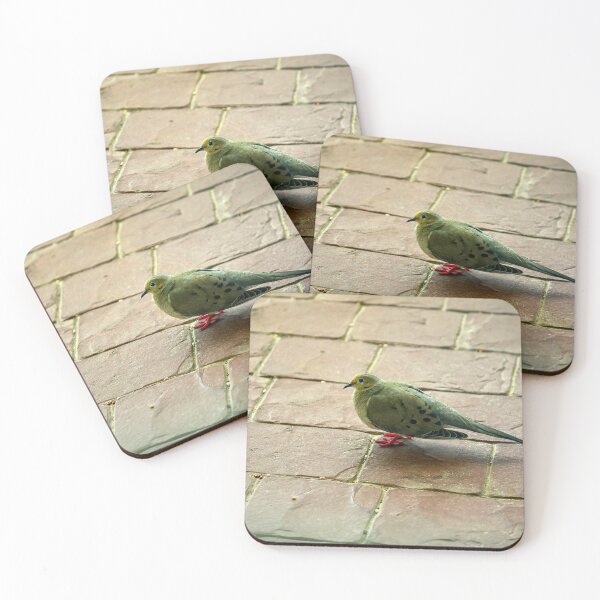 Item preview, A green bird sitting on cobblestone floor  designed and sold by OzzyluArt.