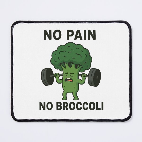 Item preview, No Pain, No Broccoli – Funny Lifting Broccoli Gym Cartoon designed and sold by Enea Kelo.