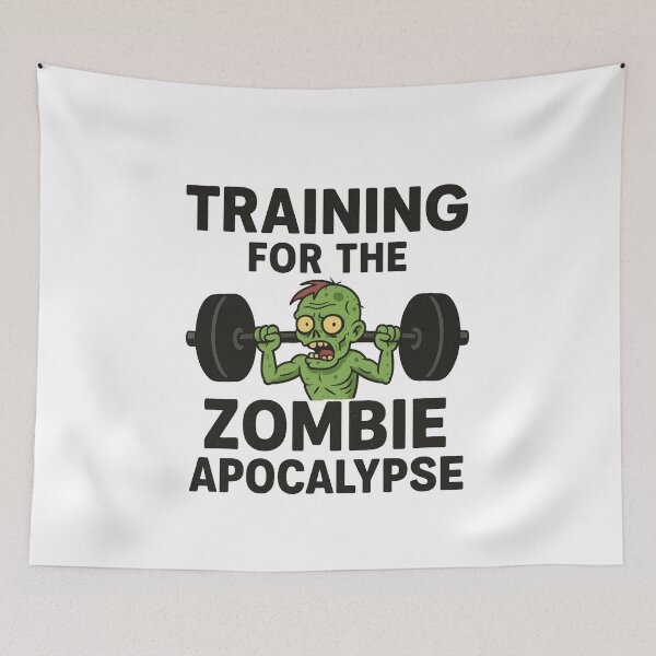 Item preview, Training for the Zombie Apocalypse – Funny Weightlifting Zombie Gym Design designed and sold by Enea Kelo.