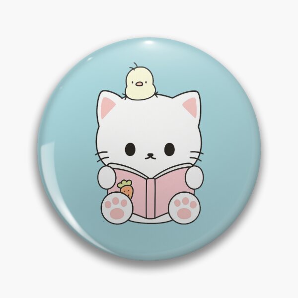 Artikelvorschau, Kawaii Reading Cat – Süße Katze mit Buch und Vogel entworfen und verkauft von RANShopX.