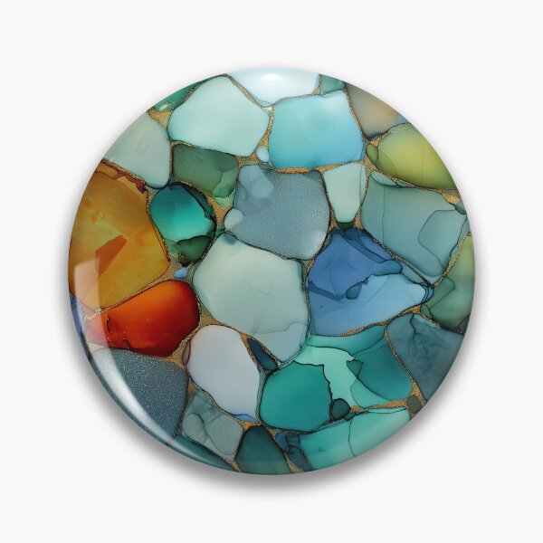 Item preview, New England Sea Glass – Abstract Ink in Coastal Colors designed and sold by newnomads-art.