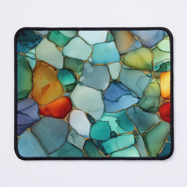 Item preview, New England Sea Glass – Abstract Ink in Coastal Colors designed and sold by newnomads-art.
