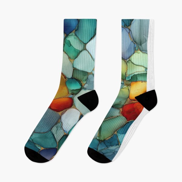 Item preview, New England Sea Glass – Abstract Ink in Coastal Colors designed and sold by newnomads-art.