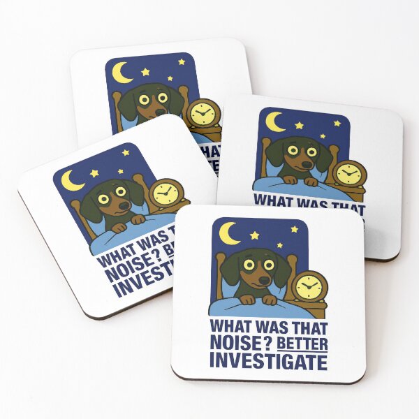 Item preview, Anxious Dog Investigates Night Sounds Funny Pet Meme designed and sold by EdgyEdgeArt.